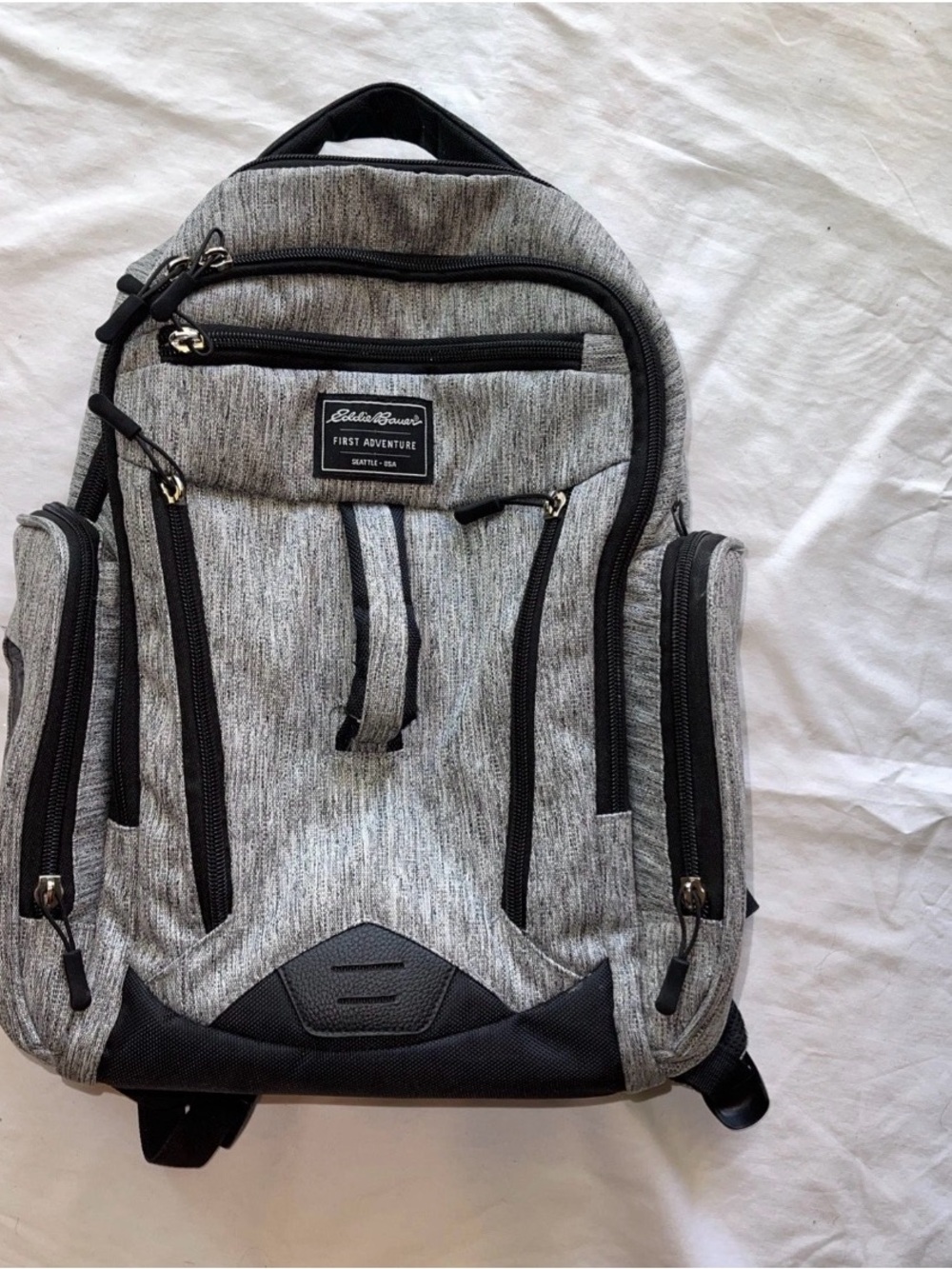 Eddie Bauer First Adventure Backpack/ Baby Diaper Bag Gray/Black. Waterproof 16"